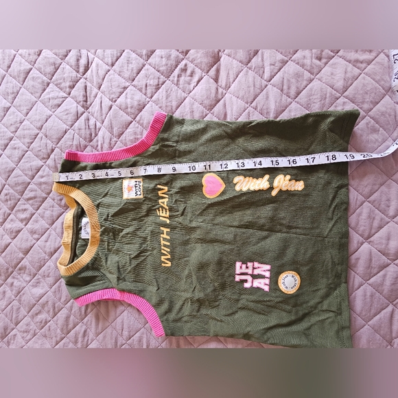 With Jean Y2KGreen Multi Color Love Details Street Wear Smart Casual Tank Top XS - Picture 6 of 9